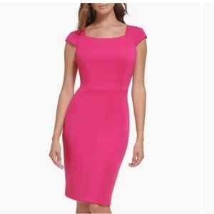 calvin klein sheath pencil hot pink dress size 2